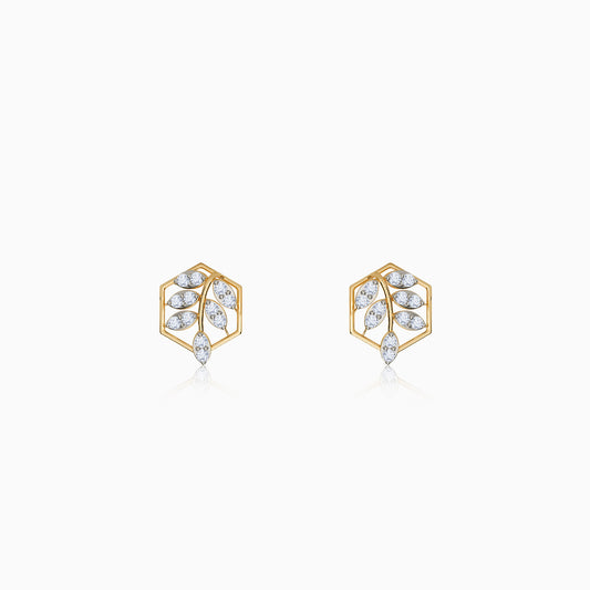 Gold Spring Leaf Lab Grown Diamond Studs