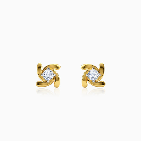 Gold Gleaming Swirl Lab Grown Diamond Studs