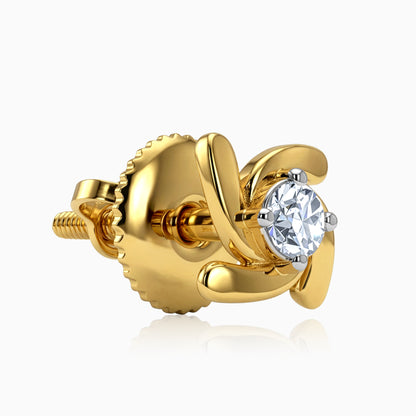 Gold Gleaming Swirl Lab Grown Diamond Studs