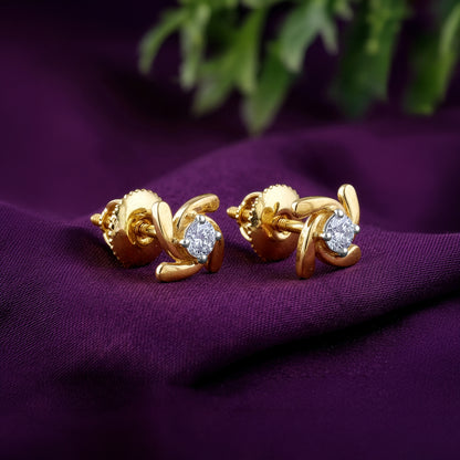 Gold Gleaming Swirl Lab Grown Diamond Studs