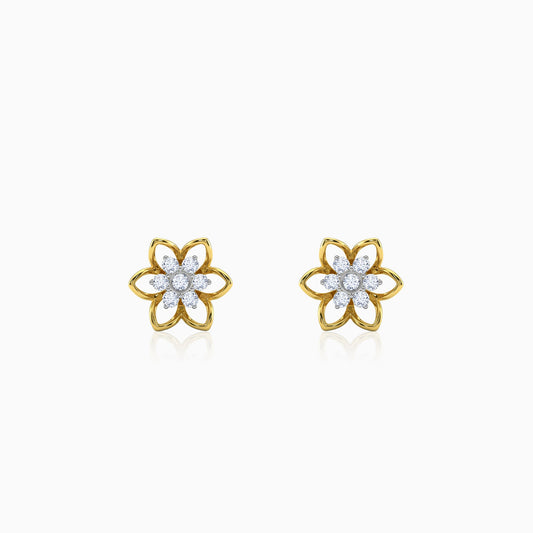 Gold Sweet Flower Lab Grown Diamond Earrings