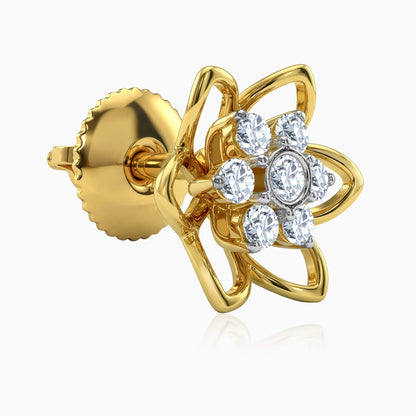 Gold Sweet Flower Lab Grown Diamond Earrings