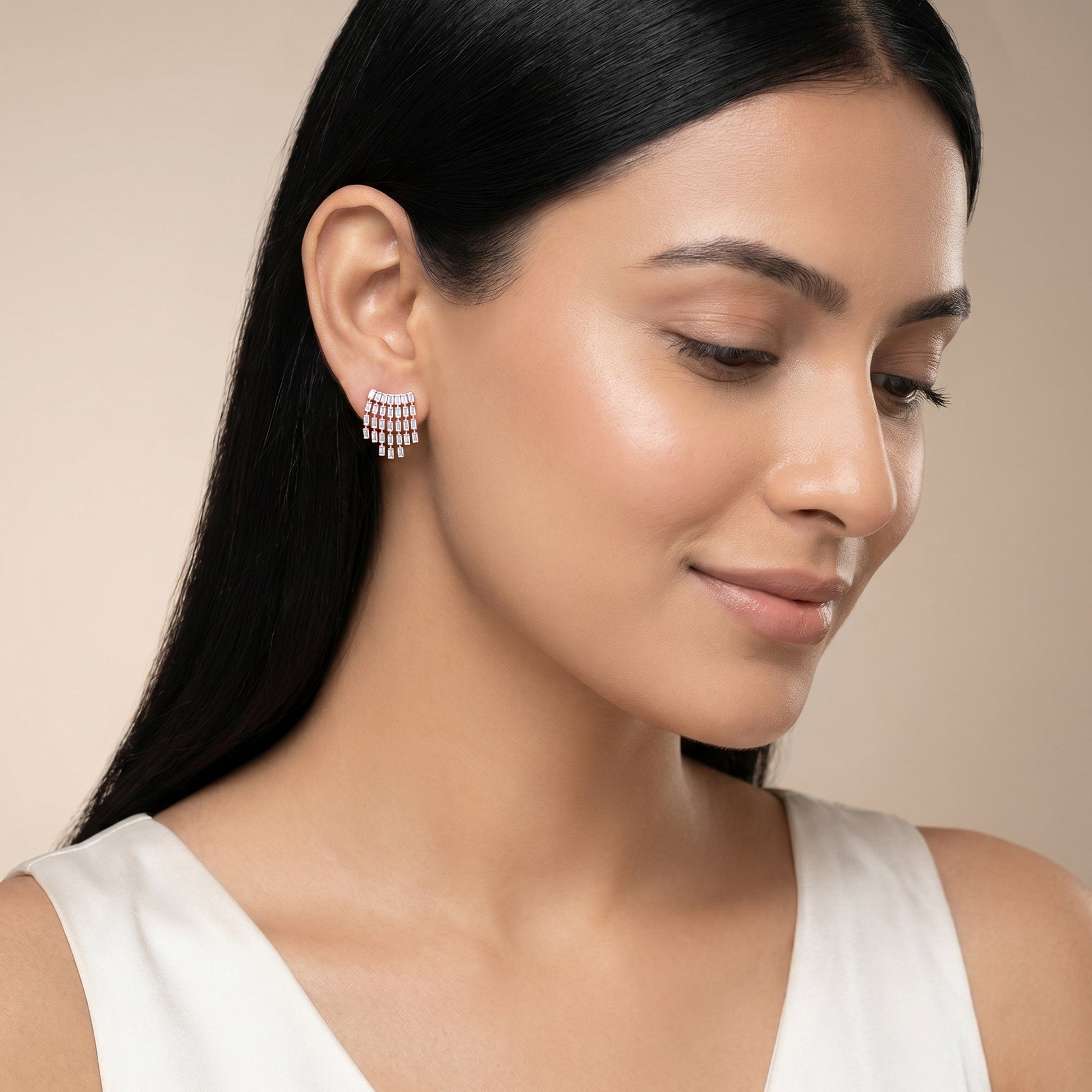 Rose Gold Velvet Cascade Lab Grown Diamond Earrings