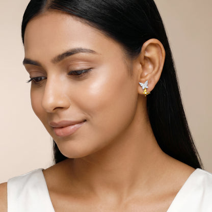 Gold Sparkling Butterfly Lab Grown Diamond Earrings
