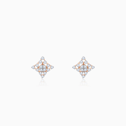 Rose Gold Geometric Square Diamond Earrings