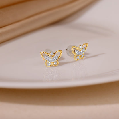 Gold Butterfly Lab Grown Diamond Studs
