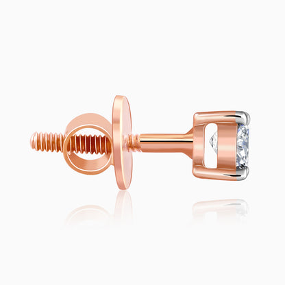 Rose Gold Pretty Solitaire Lab Grown Diamond Studs