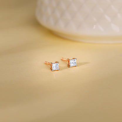 Rose Gold Pretty Solitaire Lab Grown Diamond Studs