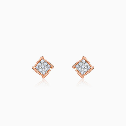 Rose Gold Sparkling Square Lab Grown Diamond Earrings