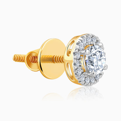 Gold Minerva Halo Soliatire Lab Grown Diamond Studs