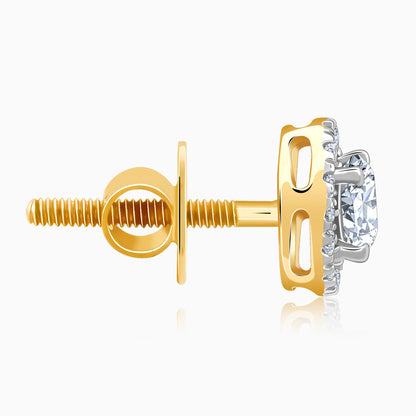 Gold Minerva Halo Soliatire Lab Grown Diamond Studs
