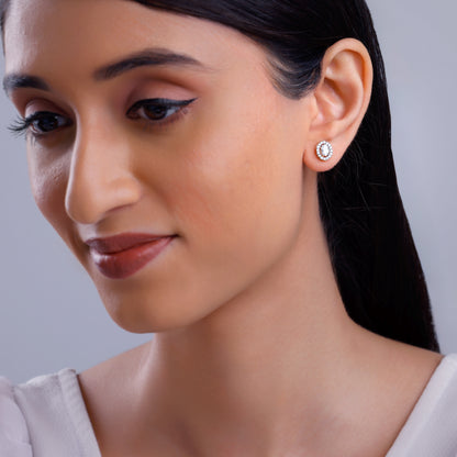 Gold Vesta Halo Solitaire Lab Grown Diamond Studs