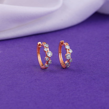 Rose Gold Classic Hoop Lab Grown Diamond Earrings