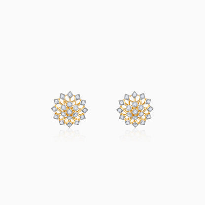 Gold Elegant Starbust Lab Grown Diamond Earrings