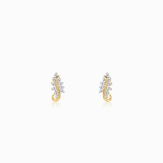 Gold Leafy Brilliance J Studs Lab Grown Diamond Earrings