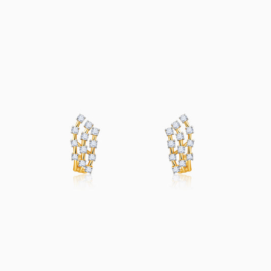Gold Moonlit Waves J Hoop Lab Grown Diamond Earrings