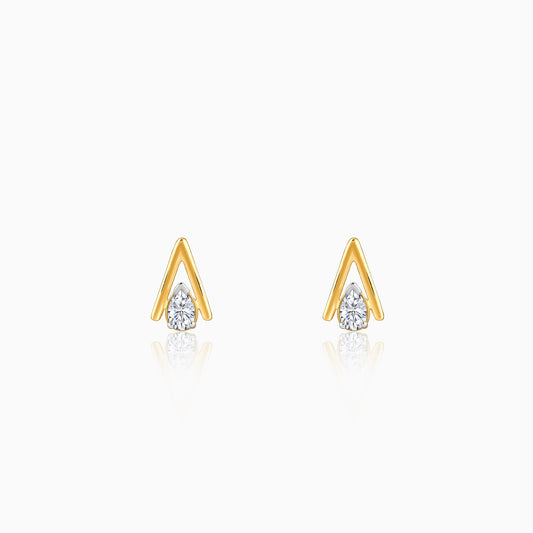 Gold V-Edge Lab Grown Diamond Earrings