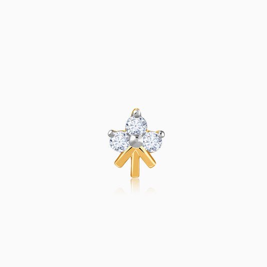 Gold Canna Floral Lab Grown Diamond Nose Pin