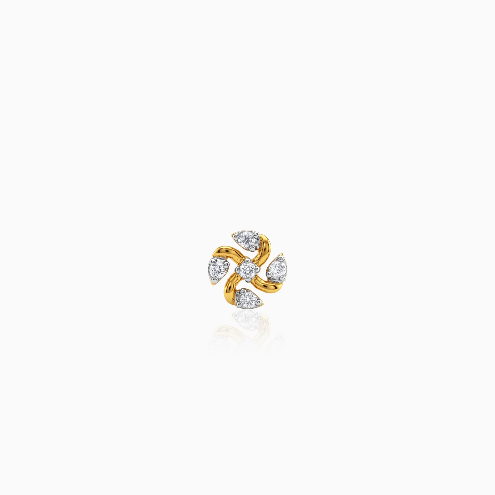 Gold Whirl Bloom Lab Grown Diamond Nose Pin