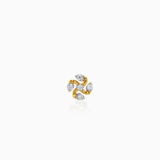 Gold Whirl Bloom Lab Grown Diamond Nose Pin