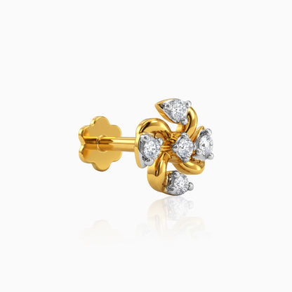 Gold Whirl Bloom Lab Grown Diamond Nose Pin