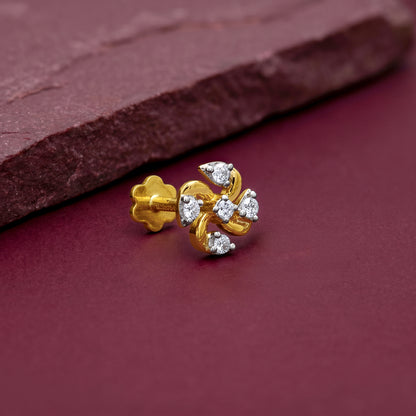 Gold Whirl Bloom Lab Grown Diamond Nose Pin