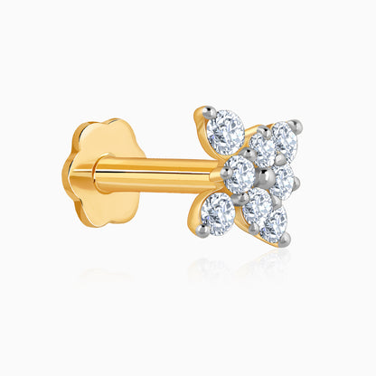 Gold Graceful Orchid Diamond Nose Pin