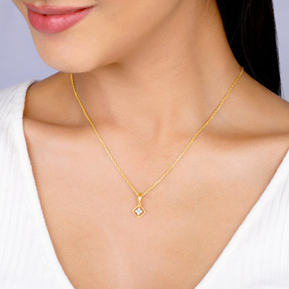 Gold Classic Square Diamond Pendant