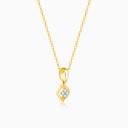 Gold Classic Square Diamond Pendant