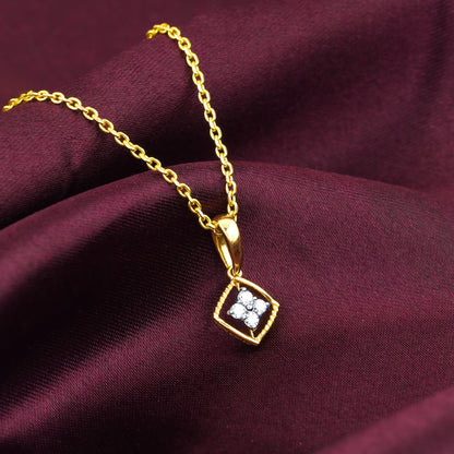 Gold Classic Square Diamond Pendant