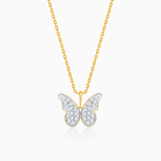 Gold Butterfly In Flight Lab Grown Diamond Pendant