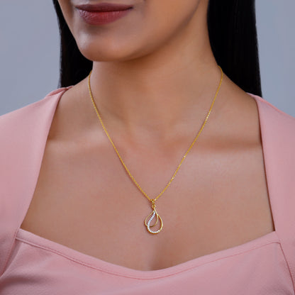 Gold Dual Dewdrop Lab Grown Diamond Pendant