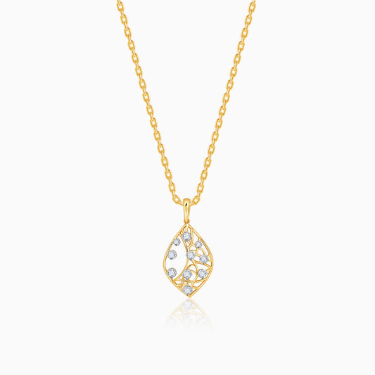 Gold Leafy Glam Lab Grown Diamond Pendant
