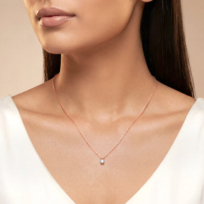 Rose Gold Aurora Gem Lab Grown Diamond Solitaire Pendant