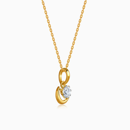 Gold Graceful Moon Lab Grown Diamond Pendant