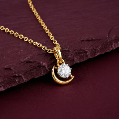 Gold Graceful Moon Lab Grown Diamond Pendant