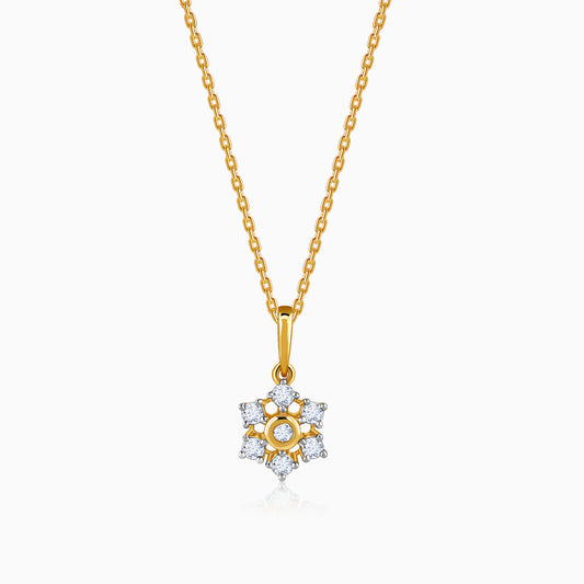 Gold Indent Flora Lab Grown Diamond Pendant