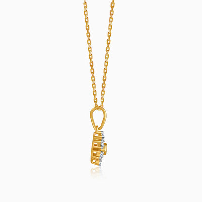 Gold Indent Flora Lab Grown Diamond Pendant