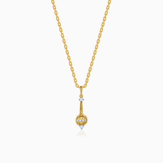 Gold Vajra Gada Lab Grown Diamond Pendant