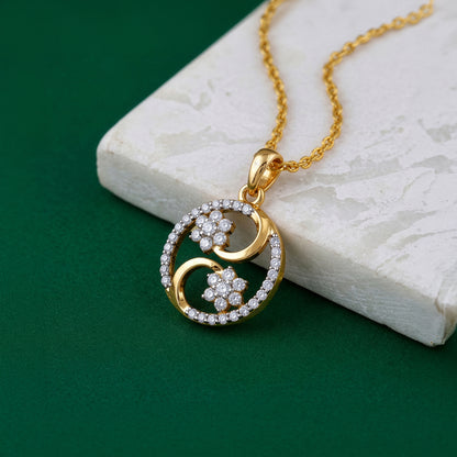 Gold Flowerfied Lab Grown Diamond Pendant
