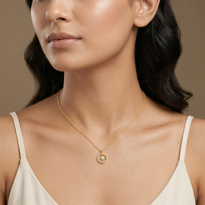 Gold Threaded Orbit Lab Grown Diamond Pendant
