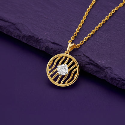 Gold Threaded Orbit Lab Grown Diamond Pendant