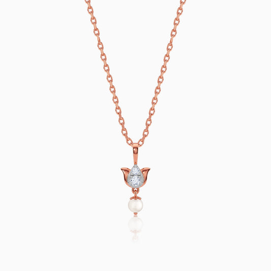Anushka Sharma Rose Gold Elara Lotus Lab Grown Diamond Pendant