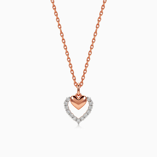 Rose Gold Twinkling Heart Lab Grown Diamond Pendant