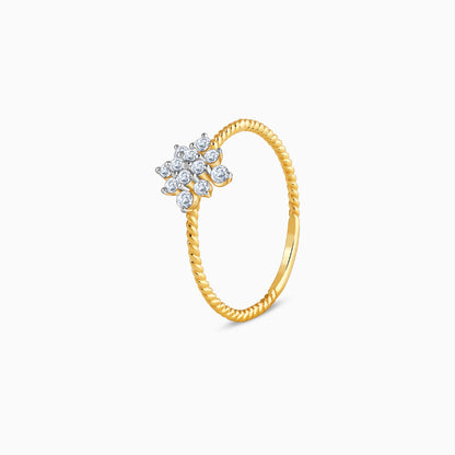 Gold Snowflake Beaded Lab Grown Diamond Ring