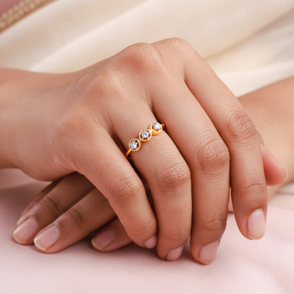 Gold Radiant Circles Lab Grown Diamond Ring