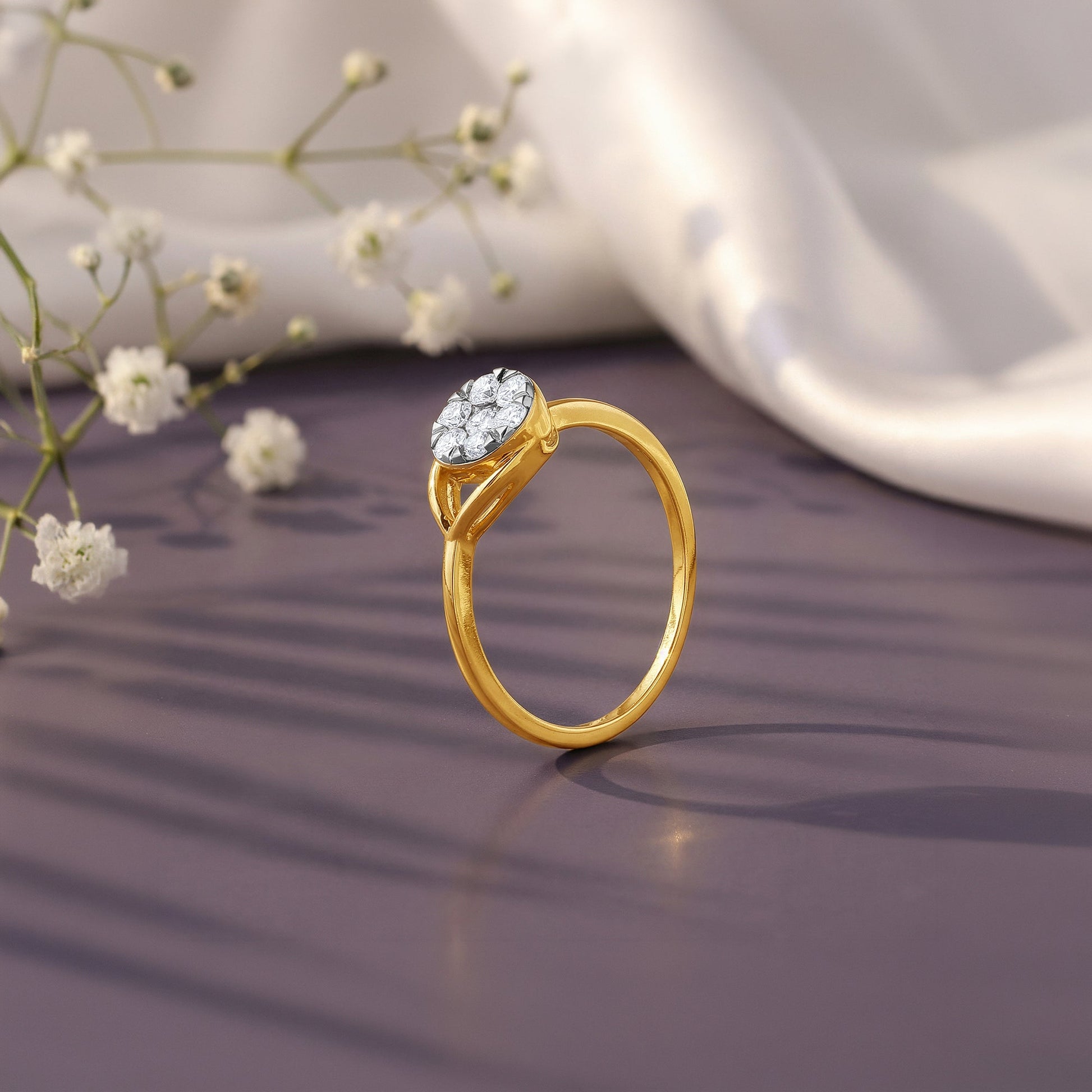 Gold Teardrop Halo Lab Grown Diamond Ring (Size 12)