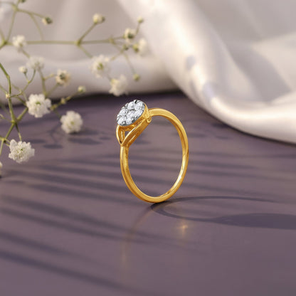 Gold Teardrop Halo Lab Grown Diamond Ring (Size 12)