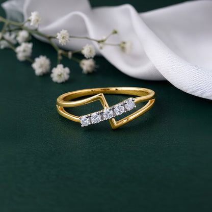 Gold Lustre Whirl Lab Grown Diamond Ring (Size 12)