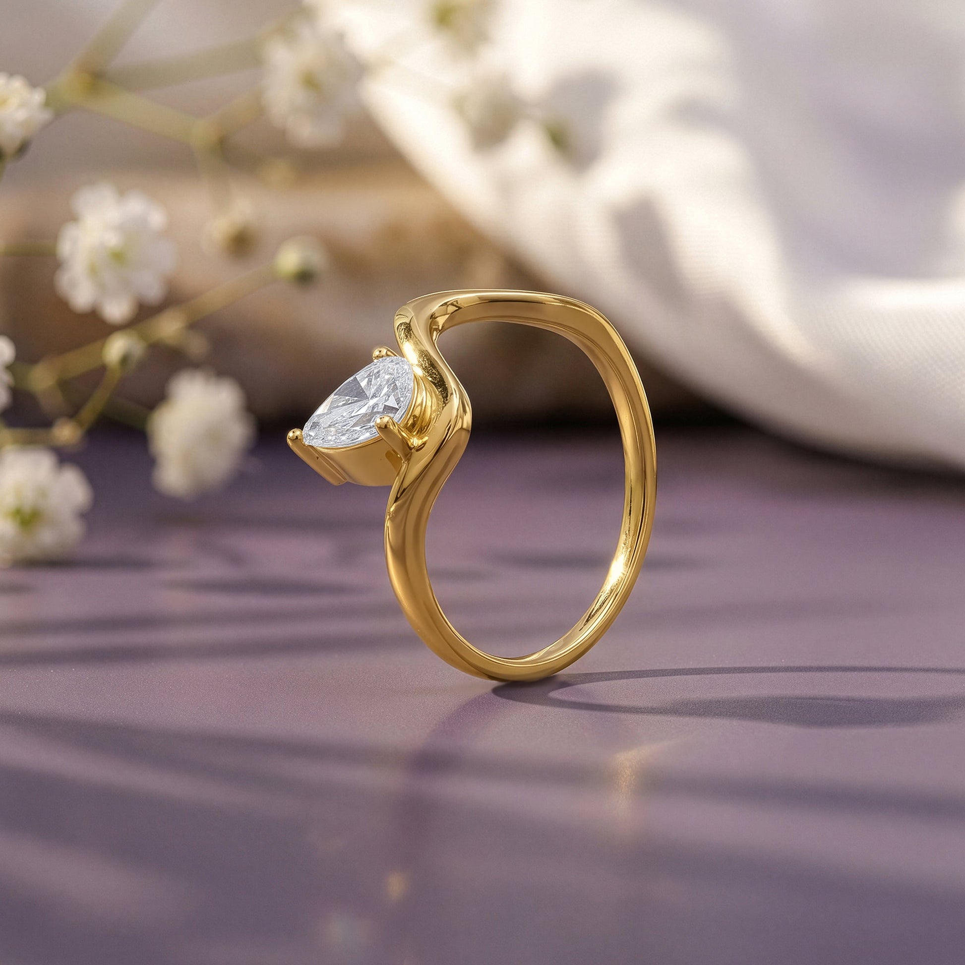Gold Aurora Flame Lab Grown Diamond Ring (Size 12)